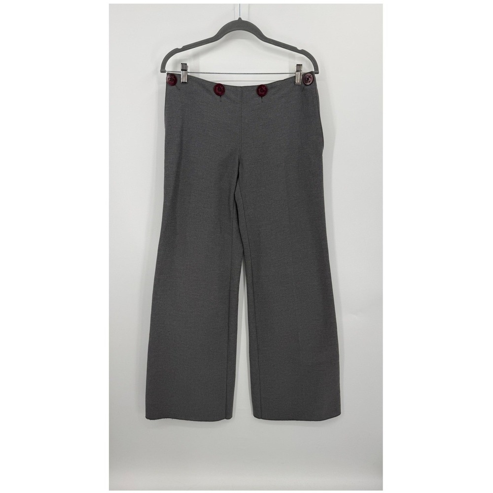 Paul Smith Blue Pants Womens 42 Gray Cotton Wide Leg Made in Italy - Picture 1 of 10